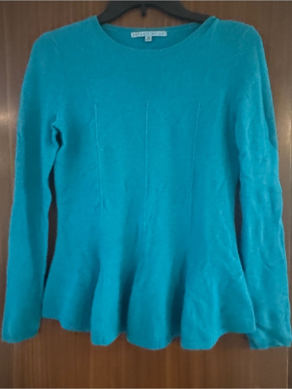 ANTONIO MELANI Teal Crew Neck Peplum Sweater